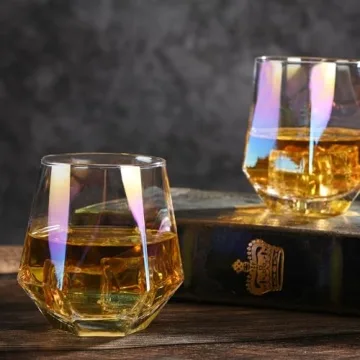 CUKBLESS Iridescent Stemless Wine Glass Set of 4