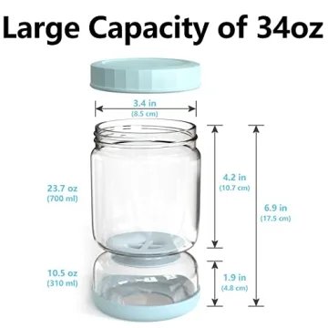 WhiteRhino Glass Pickle Jar with Strainer Flip,34oz Pickle Container,Hourglass Pickle Juice Separator Jar for Olives,Gherkins or Sliced,Leakproof Dishwasher Safe