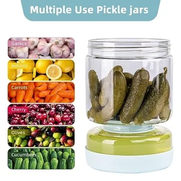 WhiteRhino Glass Pickle Jar with Strainer Flip,34oz Pickle Container,Hourglass Pickle Juice Separator Jar for Olives,Gherkins or Sliced,Leakproof Dishwasher Safe