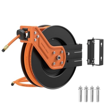 Giraffe Tools TA15 Retractable Air Hose Reel - Heavy Duty 50ft Hybrid Hose