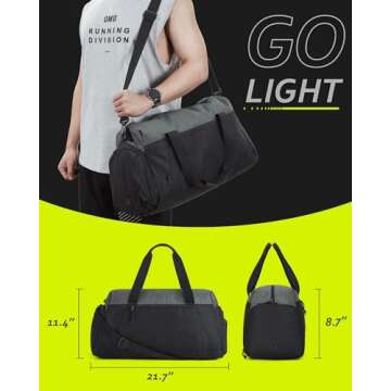 BAGSMART Foldable Gym Duffle Bag with Shoe Compartment