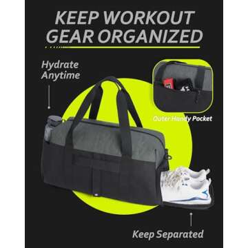 BAGSMART Foldable Gym Duffle Bag with Shoe Compartment