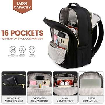 LOVEVOOK Laptop Backpack for Women 17.3 inch, Cute Womens Travel Backpack Purse, Professional Comput...