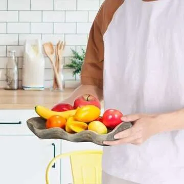 Wavy Live Edge Wooden Dough Bowl for Unique Home Decor