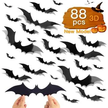 3D Bat Wall Decor - 88 Pcs Halloween Set