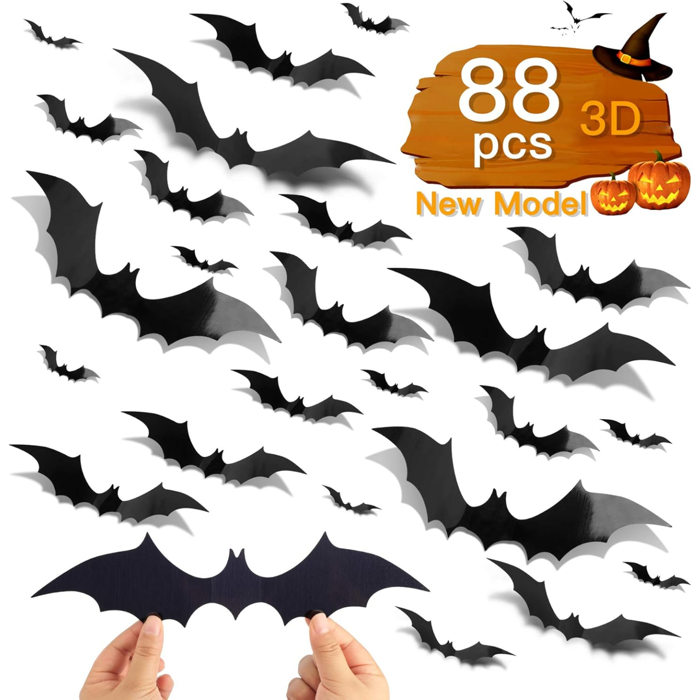3D Bat Wall Decor - 88 Pcs Halloween Set