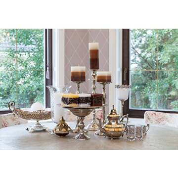 Candle Atelier 'Coffee on Yellow' Ornamental 3" x 3" Handmade Square Pillar Candle, Fragrance-Free