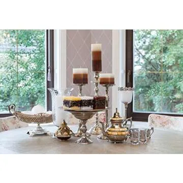 Candle Atelier 'Coffee on Yellow' Ornamental 3" x 3" Handmade Square Pillar Candle, Fragrance-Free