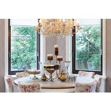 Candle Atelier 'Coffee on Yellow' Ornamental 3" x 3" Handmade Square Pillar Candle, Fragrance-Free