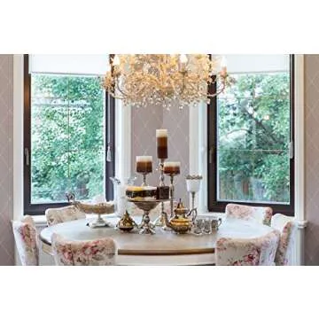 Candle Atelier 'Coffee on Yellow' Ornamental 3" x 3" Handmade Square Pillar Candle, Fragrance-Free