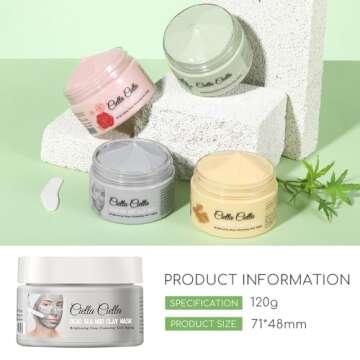 Ciella Ciella 4pcs Clay Mask for Face,Dead Sea Mud Mask,Mud Masks for Face,Pore Cleansing Mask,Facial Masks for Women Skin Care,Green Tea Face Mask,Tumeric Face Mask,Rose Face Mask(16.93oz)