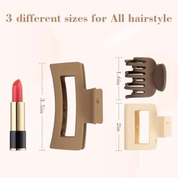 Medium Hair Clips for Women - 3 Styles Small Hair Claw Clips for Thin Thick Hair, Natural Color
