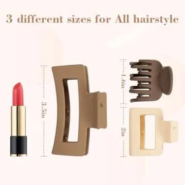 Medium Hair Clips for Women - 3 Styles Small Hair Claw Clips for Thin Thick Hair, Natural Color