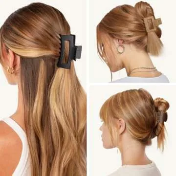 Medium Hair Clips for Women - 3 Styles Small Hair Claw Clips for Thin Thick Hair, Natural Color