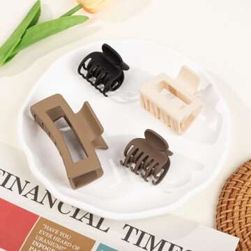 Medium Hair Clips for Women - 3 Styles Small Hair Claw Clips for Thin Thick Hair, Natural Color