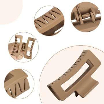 Medium Hair Clips for Women - 3 Styles Small Hair Claw Clips for Thin Thick Hair, Natural Color