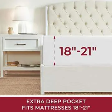 Mellanni Extra Deep Pocket King Fitted Sheet - Iconic Collection Bedding Sheets with up to 21 inch Deep Pocket - Soft & Cooling - Fade & Stain Resistant - 1 PC (King, White)