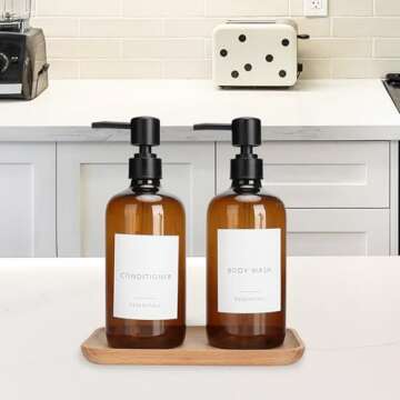 Insdawn Shower Soap Dispenser Set of 3 Plastic 21oz Shampoo and Conditioner Bottles with Pump and Labels Bathroom Soap Dispenser Set Easy to Refill Body Wash for Bathroom Decor