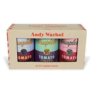 Andy Warhol Soup Cans Shaped Jigsaw Puzzles, Includes Three 100 Piece Puzzles, 5” x 8.25” Each ?...