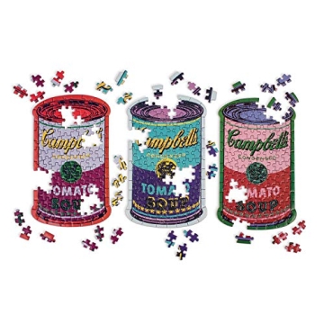 Andy Warhol Soup Cans Shaped Jigsaw Puzzles, Includes Three 100 Piece Puzzles, 5” x 8.25” Each – Includes Storage Tins, Featuring Iconic Andy Warhol Artwork – Thick, Sturdy Pieces – Great Gift Idea