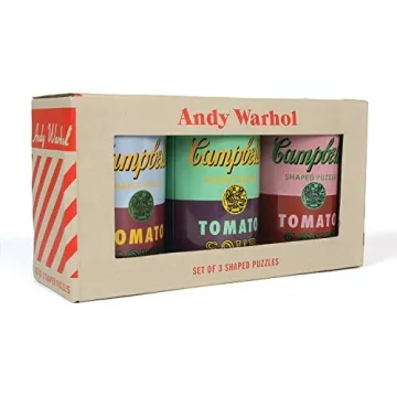 Andy Warhol Soup Cans Shaped Jigsaw Puzzles, Includes Three 100 Piece Puzzles, 5” x 8.25” Each – Includes Storage Tins, Featuring Iconic Andy Warhol Artwork – Thick, Sturdy Pieces – Great Gift Idea