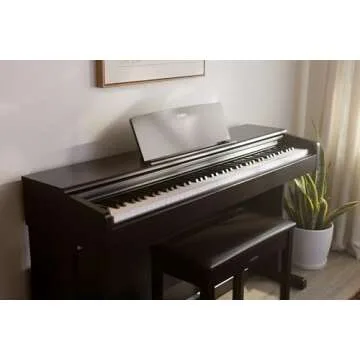 Yamaha Arius, 88-Key Weighted Action Digital Aspiring Musicians, CFX Concert Grand Piano Voice, 3-Pedal Unit, Bench Included, Classic Upright Design, Dark Rosewood (YDP145R)