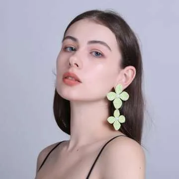 RUOFFETA Raffia Flower Earrings for Summer Style