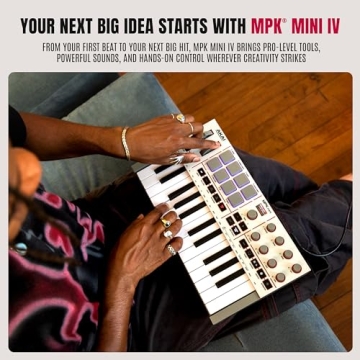 Akai Professional MPK Mini IV USB-C MIDI Keyboard Controller for Beginners and Producers - MPC Drum ...