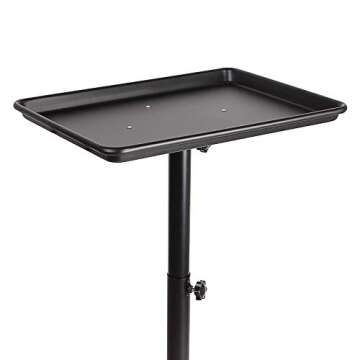 Adjustable Height Salon Rolling Alu Tray Cart+Wheel Hairdressing Tool Hair Stylist Storage Trolley for Salon Beauty Spa Tattoo Mobile Beauty Spa Service Instrument USA Stock (Black)