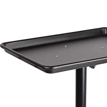 Adjustable Height Salon Rolling Alu Tray Cart+Wheel Hairdressing Tool Hair Stylist Storage Trolley for Salon Beauty Spa Tattoo Mobile Beauty Spa Service Instrument USA Stock (Black)