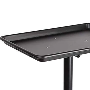 Adjustable Height Salon Rolling Alu Tray Cart+Wheel Hairdressing Tool Hair Stylist Storage Trolley for Salon Beauty Spa Tattoo Mobile Beauty Spa Service Instrument USA Stock (Black)