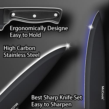 McCook Knife Set - 26 Pcs High Carbon Stainless Steel Set with Sharpener