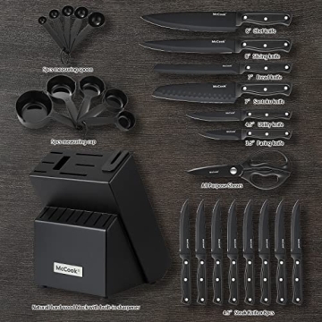 McCook Knife Set - 26 Pcs High Carbon Stainless Steel Set with Sharpener