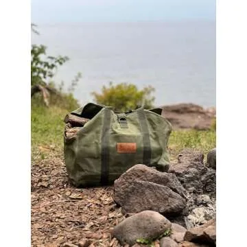 Durable Waxed Canvas Firewood Carrier for All Occasions