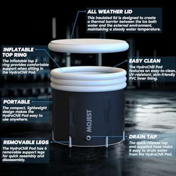 Ice Bath Tub - 95-Gallon Cold Plunge Tub for Universal Relaxation and Recover, Advanced Ice Insulation Pod for Maximum Temperature Control, Durable and Portable for Indoor and Outdoor Use