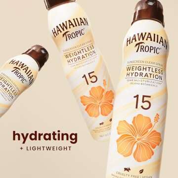 Hawaiian Tropic Weightless Hydration Clear Spray Sunscreen SPF 15 - Eco-Friendly & Lightweight 6oz T...