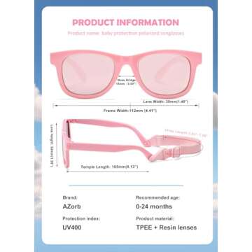 Polarized Sunglasses for Baby with Strap 100% UV Protection Shades for Toddler girls boys Age 0-24 Months (Pink/Pink Mirror)