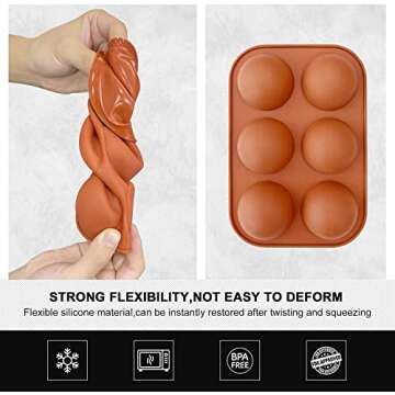 Silicone Hot Chocolate Bomb Mold Medium Semi Sphere Silicone Mold, 2 Packs Half Sphere Silicone Baking Molds for Making Chocolate, Cake, Jelly, Dome Mousse