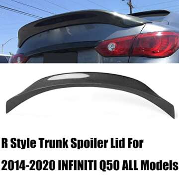 SIDMILE Rear Trunk Spoiler Compatible with 2014-2020 Infiniti Q50 Carbon Fiber Style Rear Lid Spoiler Wing R Style