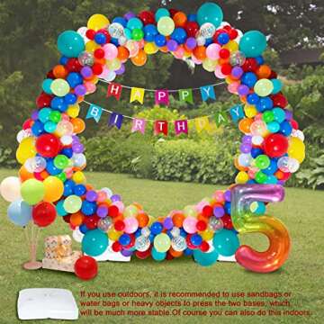 SKOLOO Circle Balloon Arch Frame, 7ft Large Round Arch Backdrop Stand for Birthday, Party,Wedding, Graduation,Fiesta, Bridal Shower, Metal Arch Balloon Stand Kit