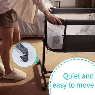 AMKE Baby Bassinets,All mesh Crib Portable for Safe Co-Sleeping,Adjustable Bedside Sleeper,Baby Bed for Infant Newborn