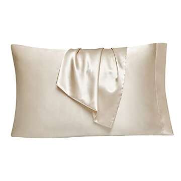 EHEYCIGA Satin Pillowcase Queen Set of 2, Soft Pillowcases for Hair and Skin Similar to Silk, Beige Pillow Cases 2 Pack with Envelope Closure, 20X30 Inches