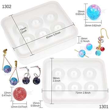 Funshowcase Sphere Ball Resin Epoxy Mold Set for Jewelry Crafting 2 in Set