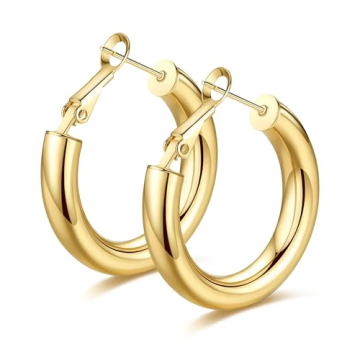 Elegant Chunky Gold Hoop Earrings for Women - Hypoallergenic & Stylish