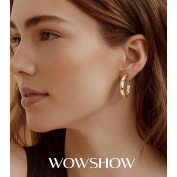 Chunky Gold Hoop Earrings Women Elegant Hypoallergenic