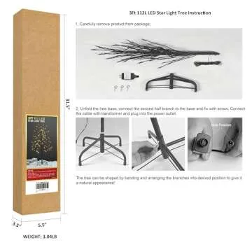 LIGHTSHARE 3FT 112LED Star Light Tree, for Home Festival Party Christmas, Indoor and Outdoor Use, Warm White