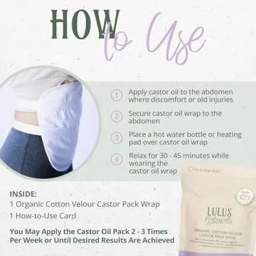 Lulus Naturals - Plush Cotton Castor Oil Pack Wrap, Reusable Castor Oil Pads for Stomach, Kidneys & More, Wrap for Castor Oil Packs for Liver Detox (Castor Oil Not Included), 9 x 19 inches