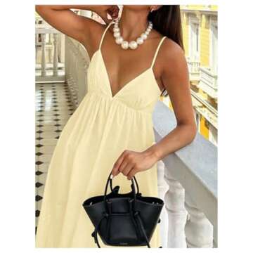 SOLY HUX Women's Backless Midi Summer Dress - Pure Yellow