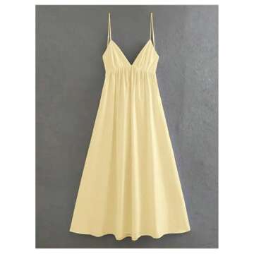 SOLY HUX Women's Backless Midi Summer Dress - Pure Yellow