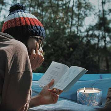 LA JOLIE MUSE Citronella Candles Outdoor Large, 14.1 oz, Long Burning 2-Wick Indoor & Outdoor Candles, Pure Essential Oil, Natural Wax Tin Candle